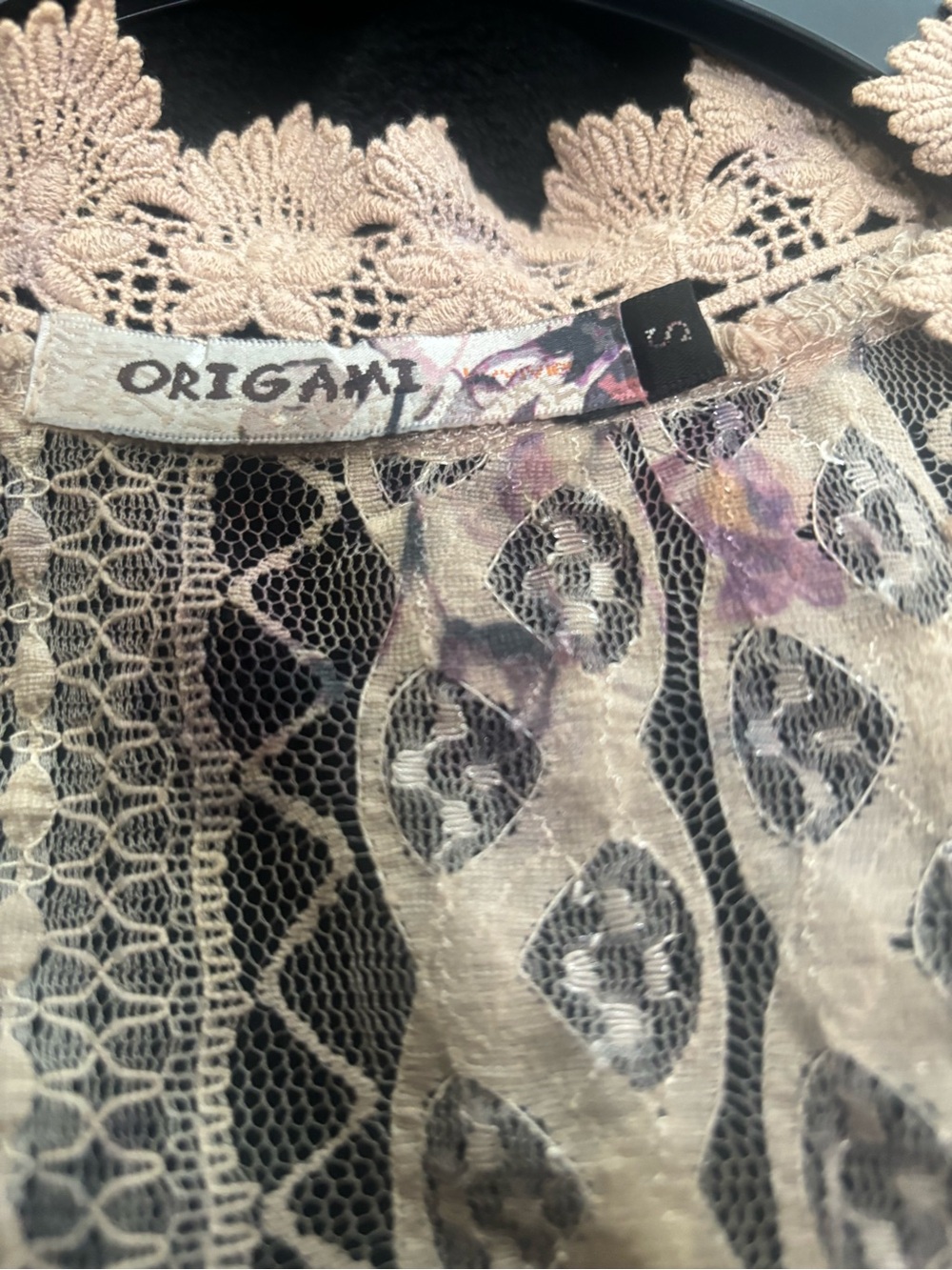 Origami Chiffon Floral Lace Duster Dusty Rose & Taupe - Picture 2 of 5